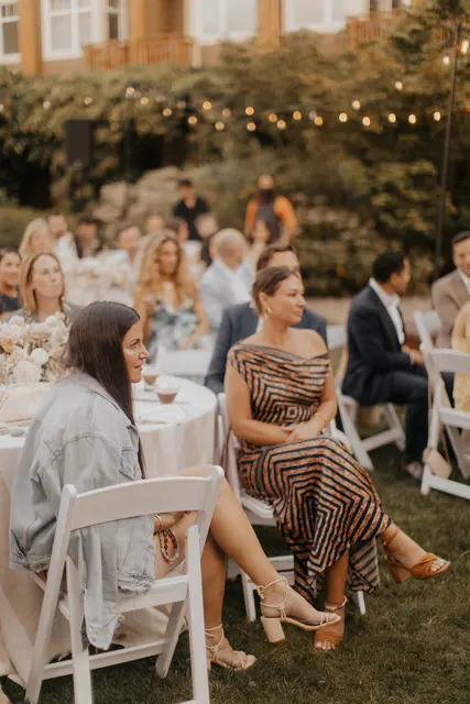 Guests seated for wedding speeches