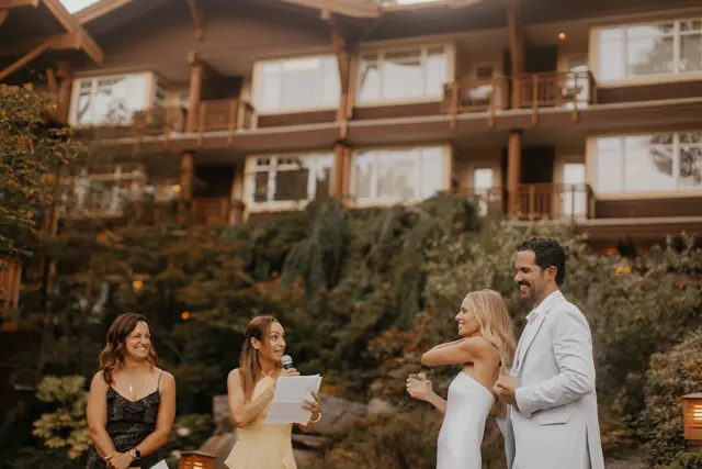 Family sharing a moment during the speeches