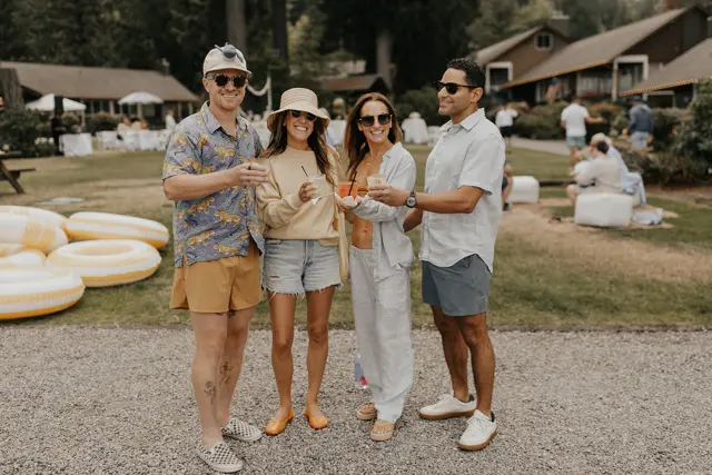 Friends enjoying Kelly Beach Club together