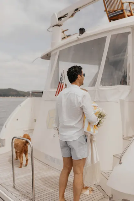 Danny boarding the boat