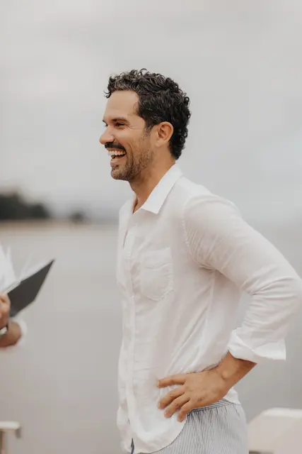 Danny reacting during the wedding ceremony