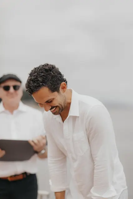 Danny reacting during the wedding ceremony