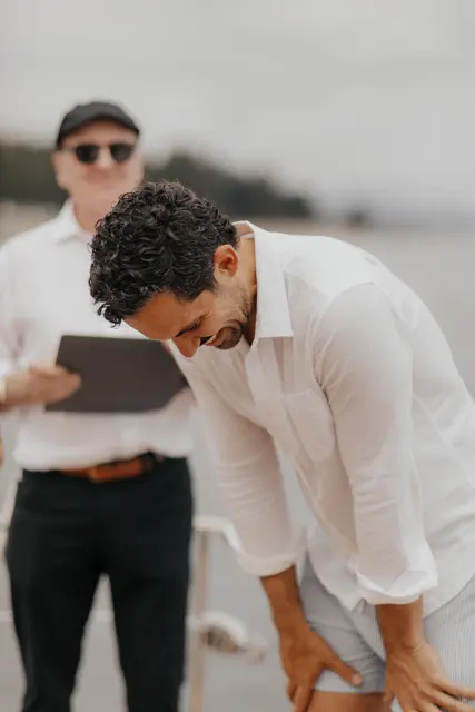 Danny reacting during the wedding ceremony