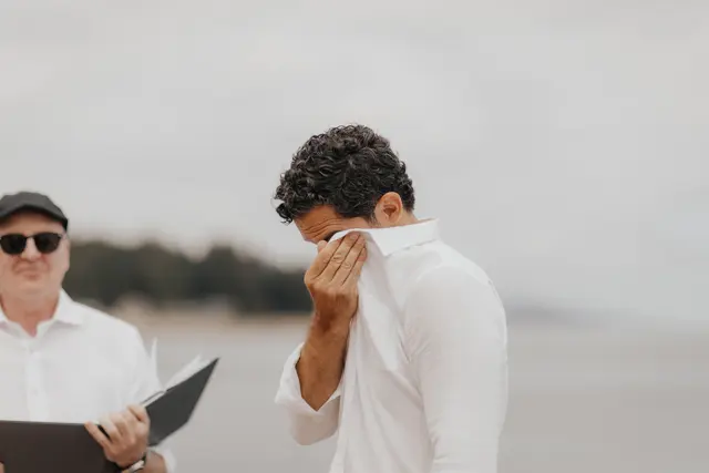 Danny reacting during the wedding ceremony