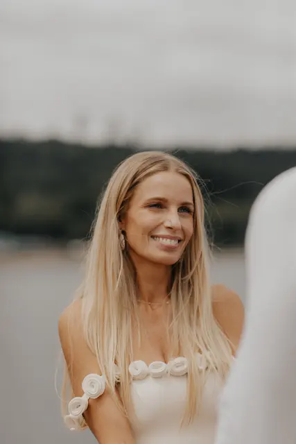 Katie smiling during the ceremony