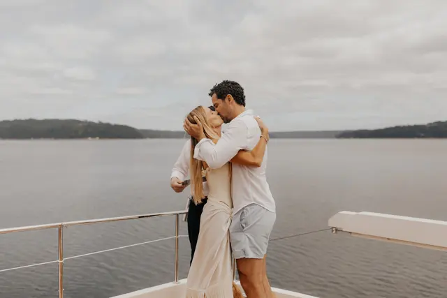 Katie and Danny sharing their wedding kiss