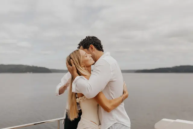 Katie and Danny sharing their wedding kiss