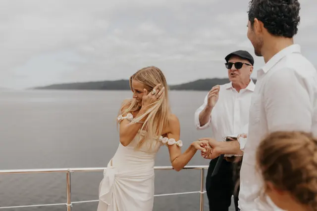 Katie and Danny celebrating after the ceremony