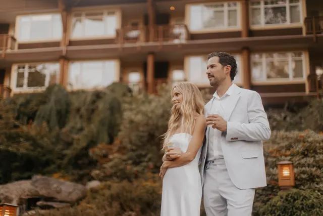 Katie and Danny celebrating at Alderbrook