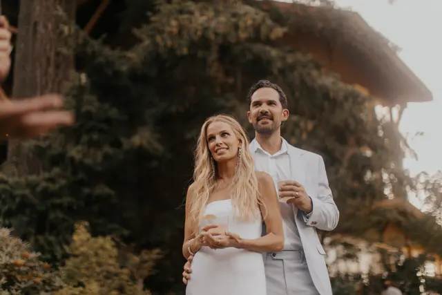 Katie and Danny celebrating at Alderbrook