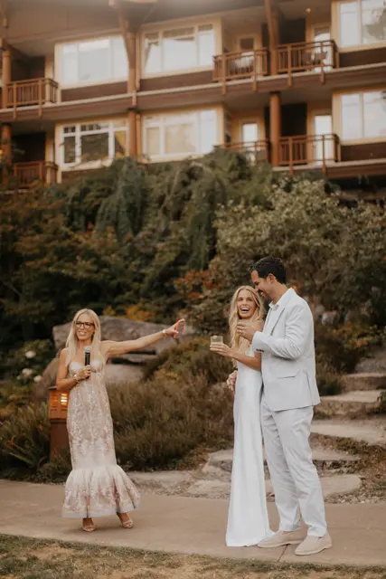 Wedding toasts and celebrations at Alderbrook