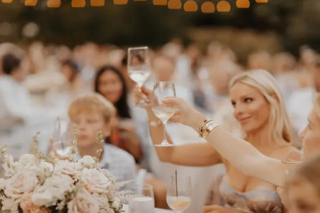 Wedding toasts and celebrations at Alderbrook