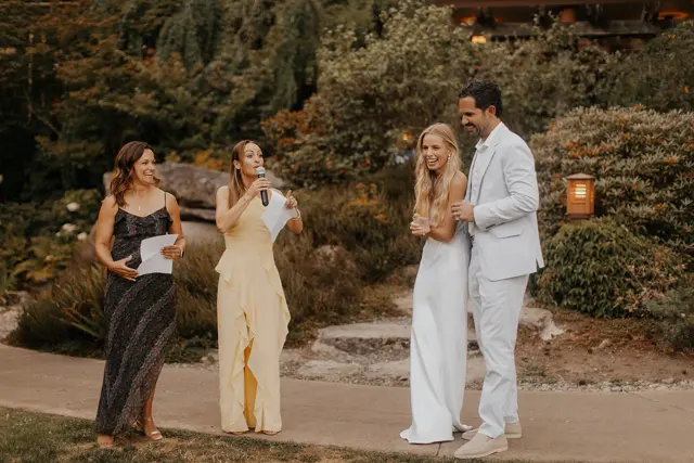 Wedding toasts and celebrations at Alderbrook