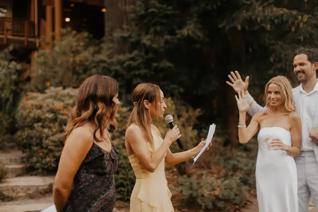Wedding toasts and celebrations at Alderbrook