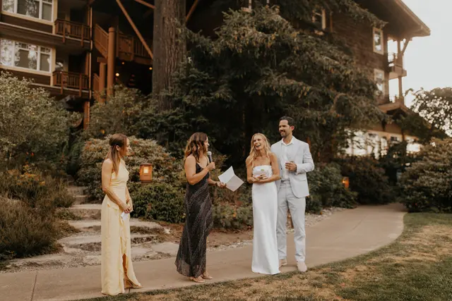 Wedding toasts and celebrations at Alderbrook