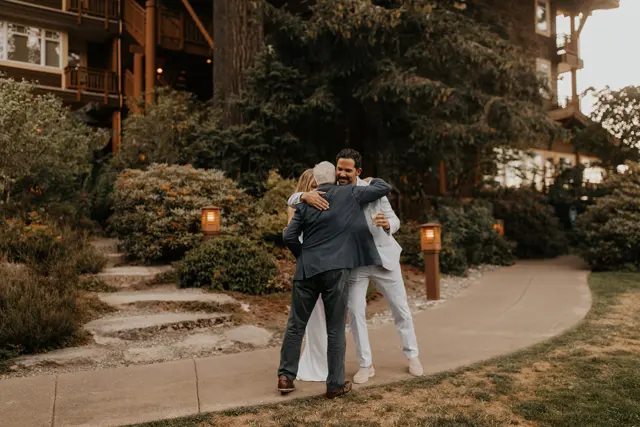 Wedding toasts and celebrations at Alderbrook