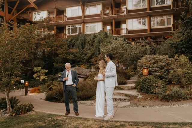Wedding toasts and celebrations at Alderbrook
